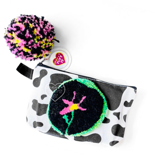 Black Flower Cow Pouch