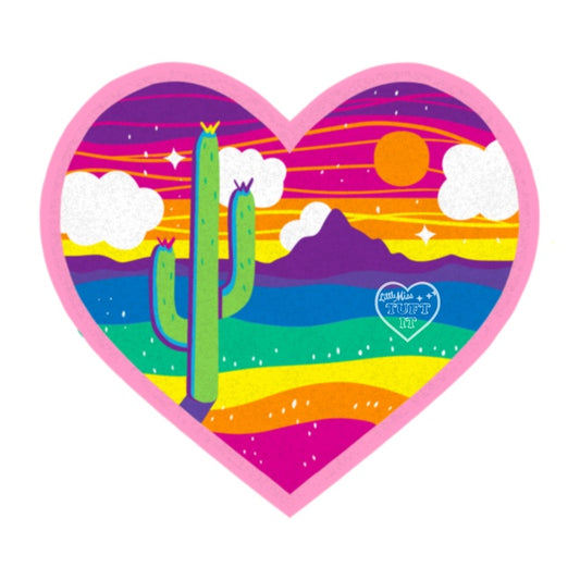 Rainbow Desert Sunset Heart Tufted Rug 26”