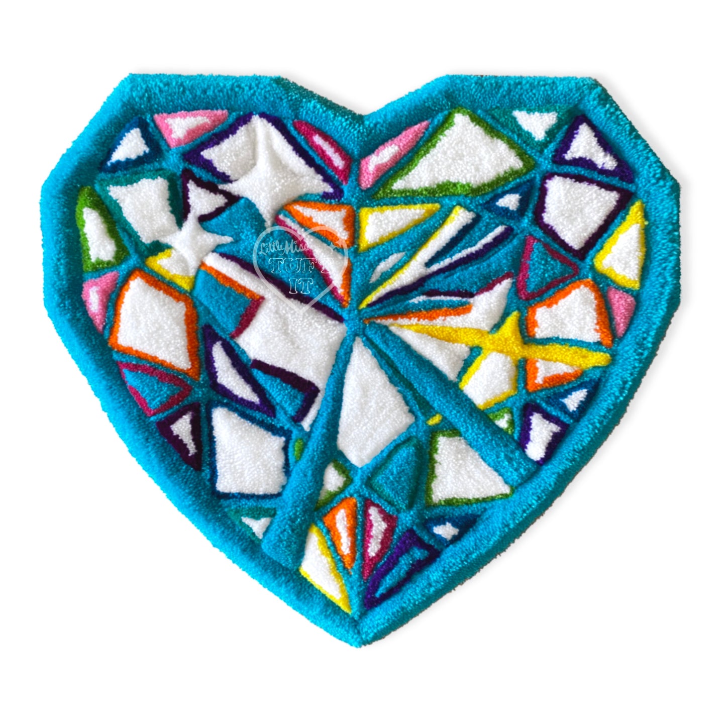 Rainbow Diamond Heart Tufted Rug 26"