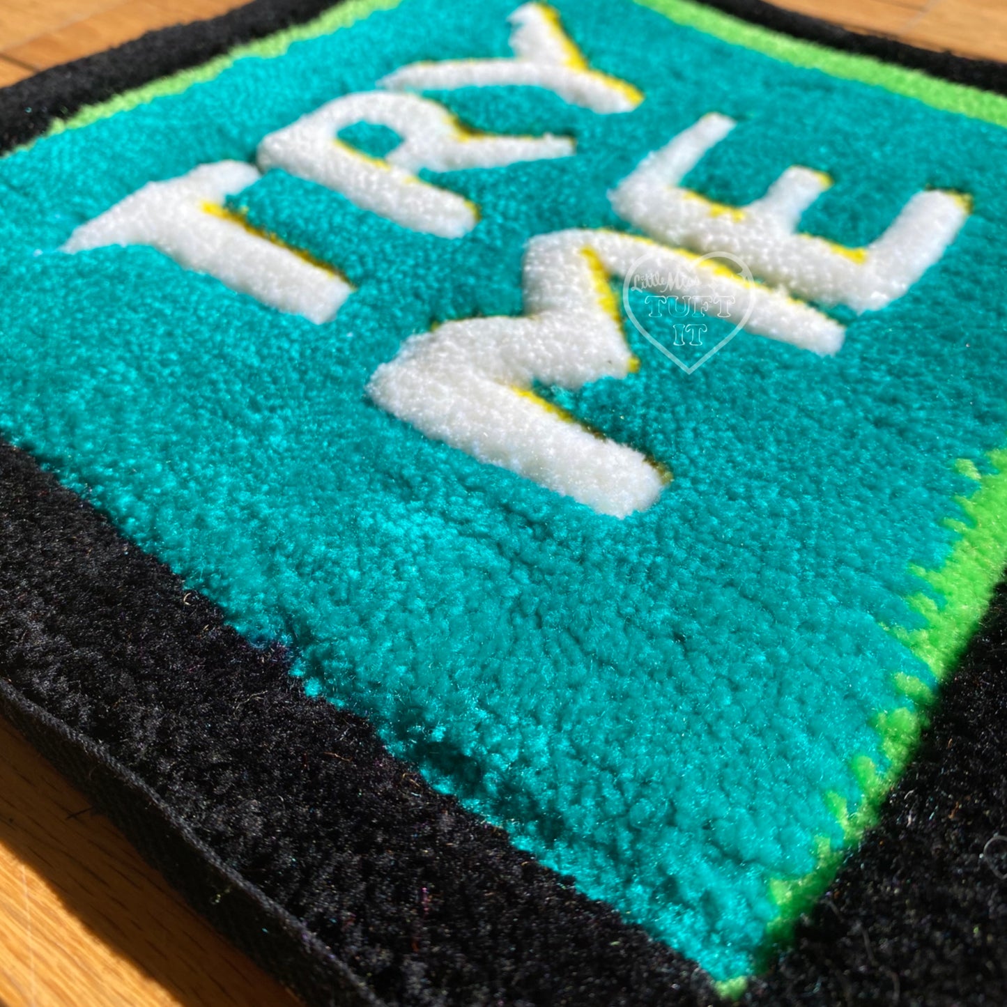 "TRY ME" Frosted Cookie Tufted Wall Hanging - Teal