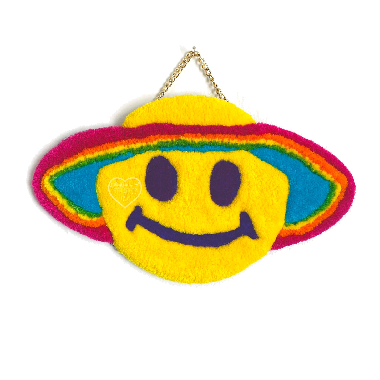 Rainbow Space Smile Tufted Wall Hanging