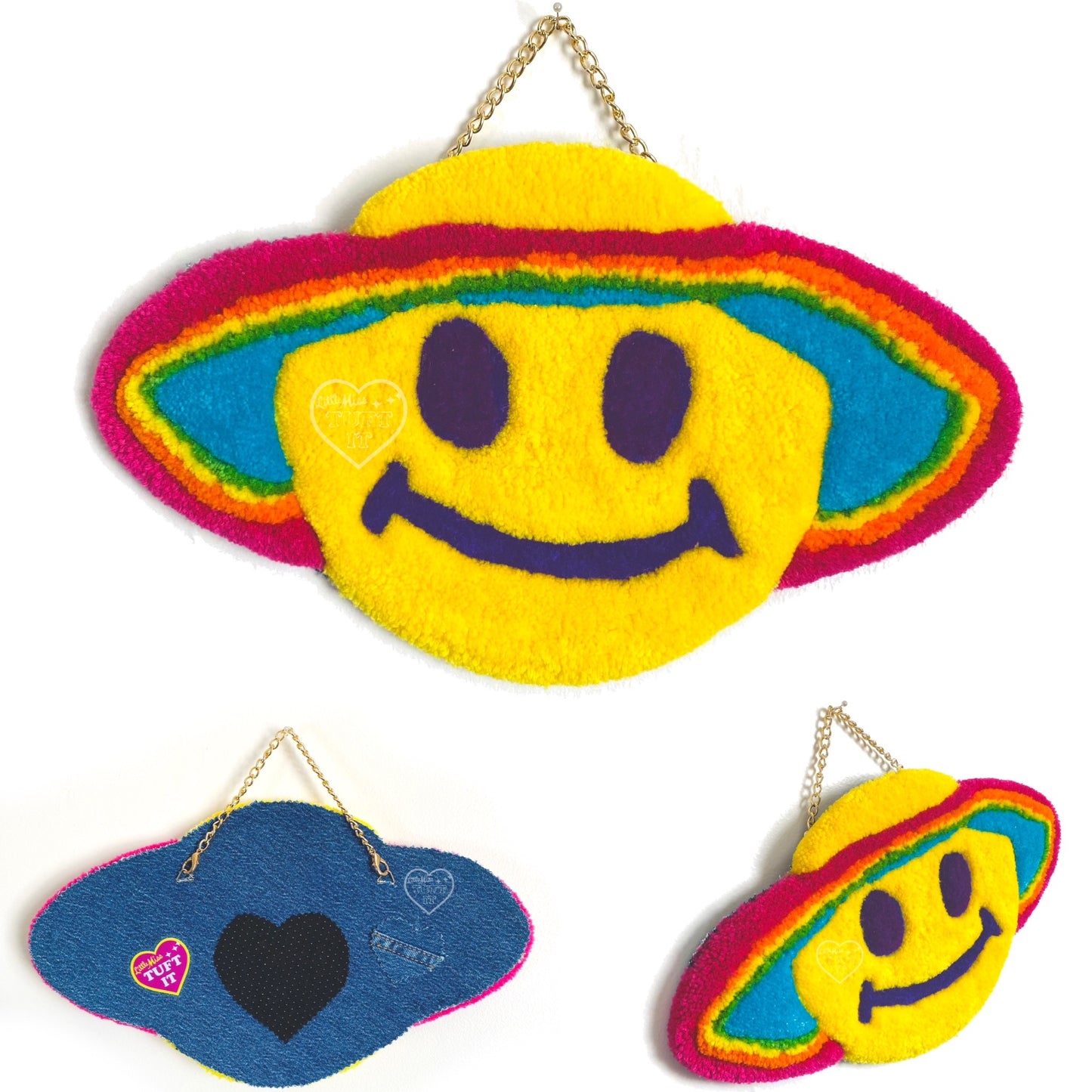 Rainbow Space Smile Tufted Wall Hanging