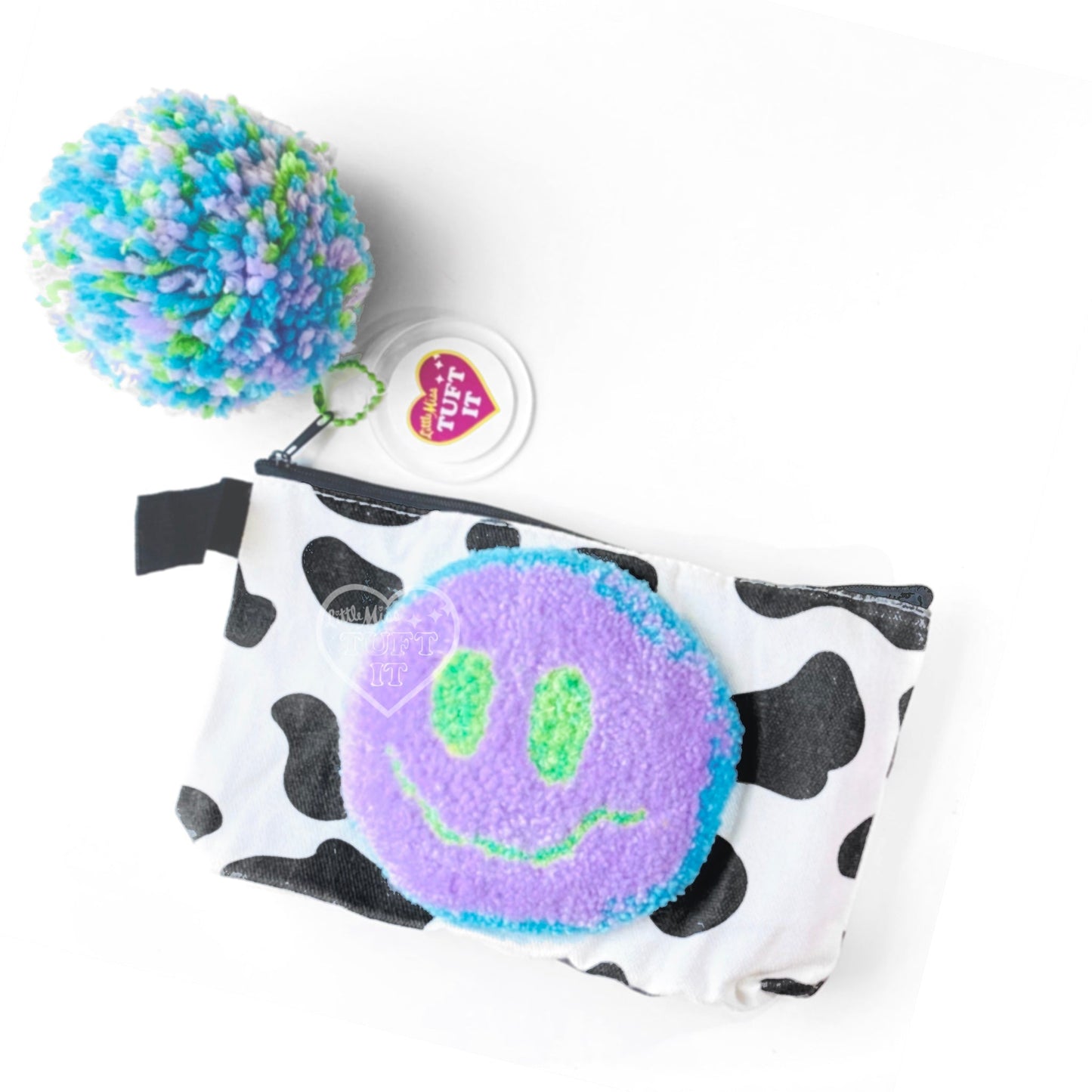 Lavender Smile Cow Pouch