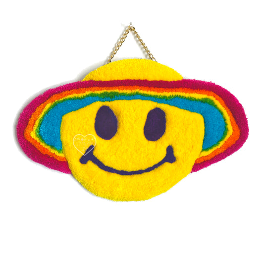 Rainbow Space Smile Tufted Wall Hanging