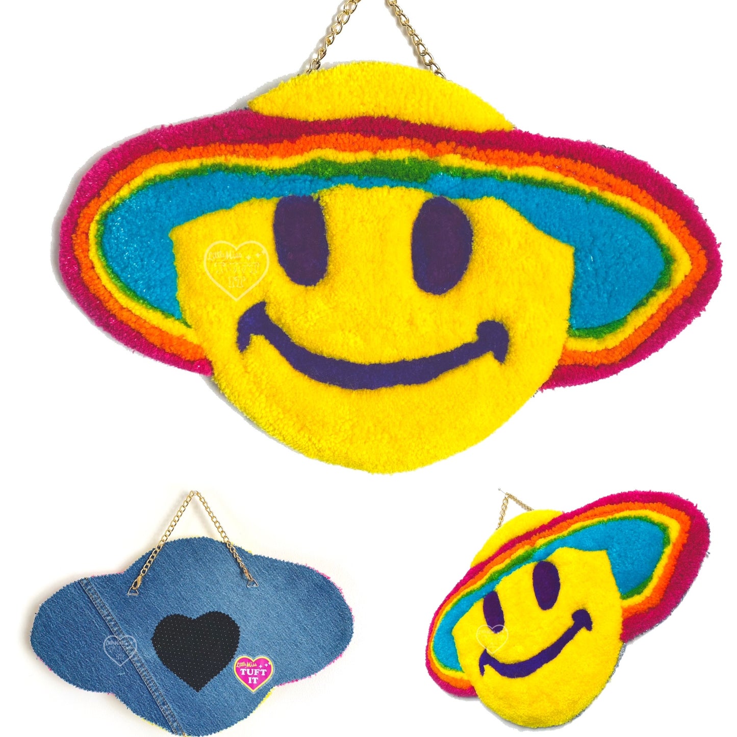 Rainbow Space Smile Tufted Wall Hanging