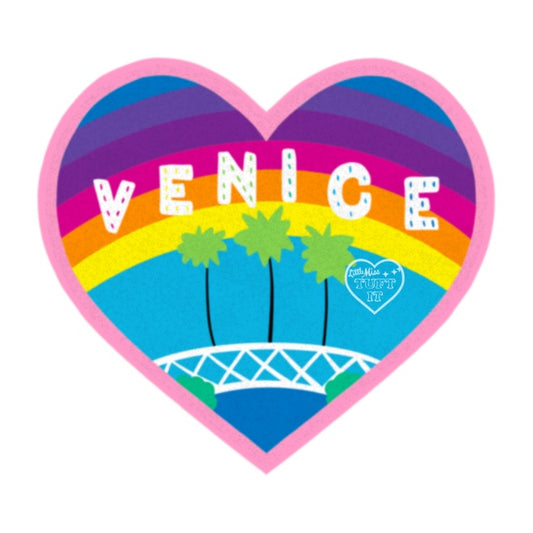 Venice Beach Rainbow Heart Tufted Rug 26”