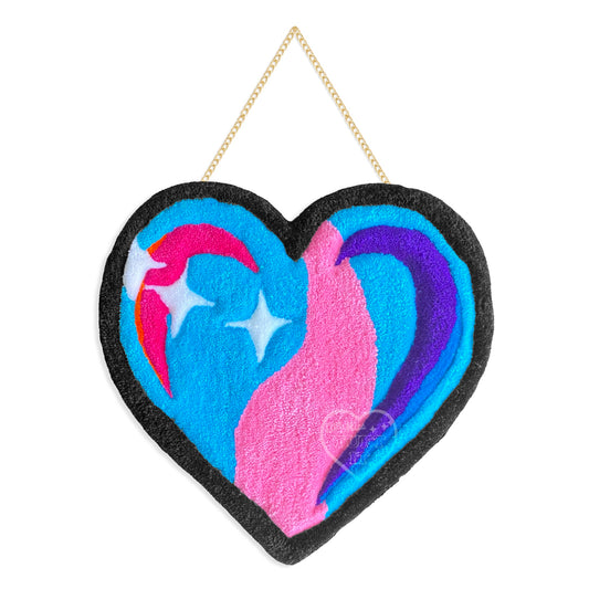 Sparkly Blue Heart Tufted Wall Hanging 17”
