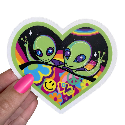 Alien Friends Waterproof Matte Sticker 4"