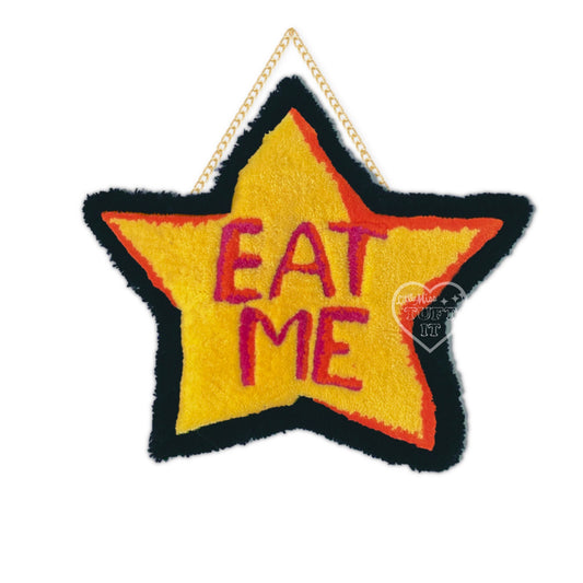 "EAT ME" Frosted Cookie Tufted Wall Hanging - Yellow Star