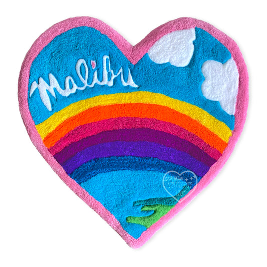 Malibu Rainbow Heart Tufted Rug 26"
