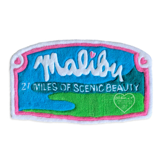 Cute Malibu Sign Tufted Rug 30”