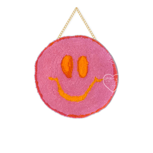 Pink Happy Smile Tufted Wall Hanging 8"