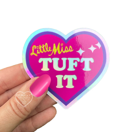 Little Miss Tuft It Hologram Waterproof Sticker 3" Heart
