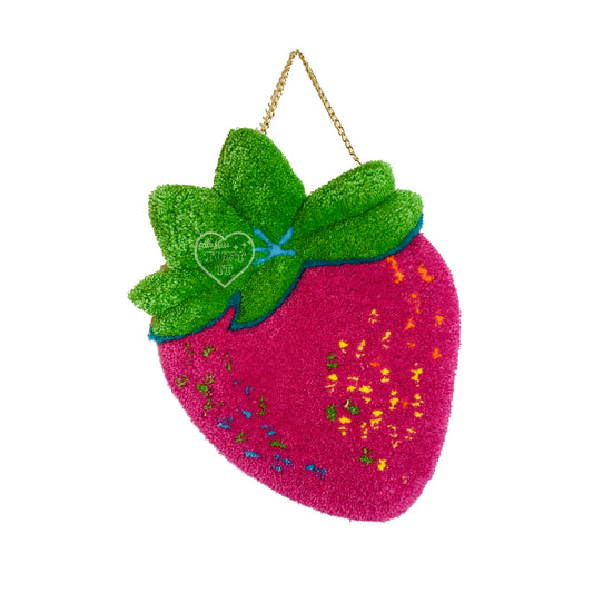 Pink Strawberry Tufted Wall Hanging